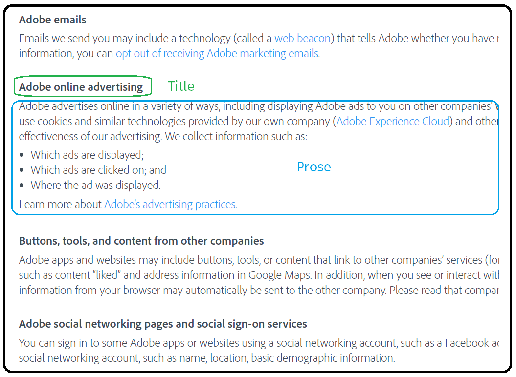 Organization of a typical web page